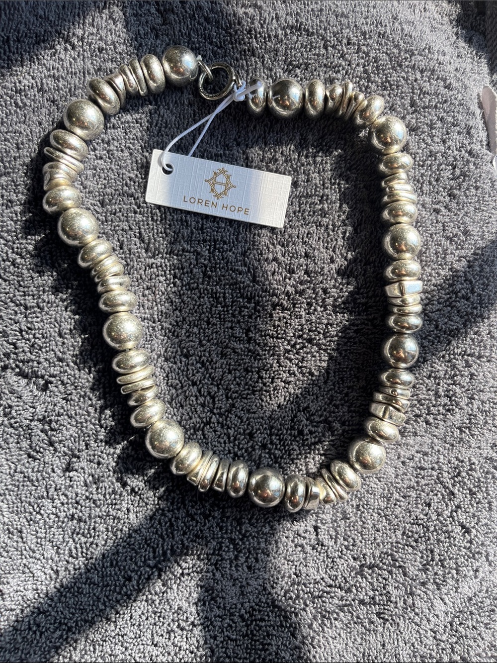 NWT Loren Hope Silver Beaded Necklace